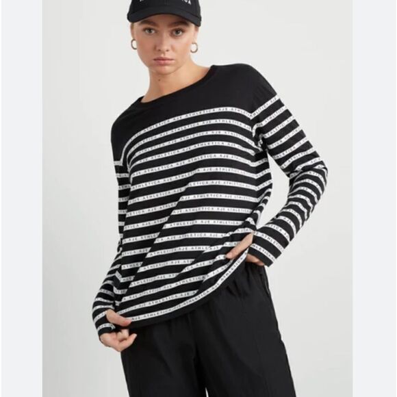 Old Navy White and Black Striped Sweater Large - Picture 1 of 12